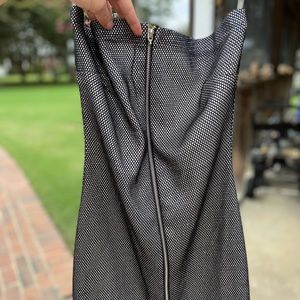 Front Zip Up Strapless Mini Dress